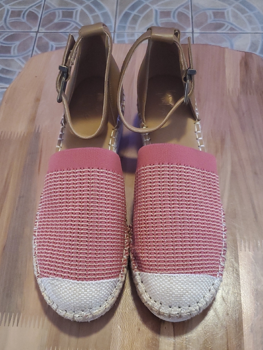 Crown Vintage Coral Pink Espadrille Slingback Flats